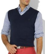 ראלף לורן-RALPH LAUREN SWETER VEST V MEN - NAVY BLUE
