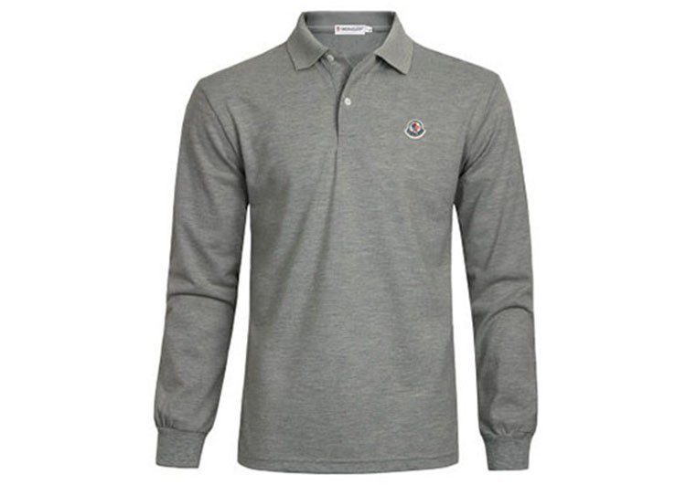 מונקלר-MONCLER POLO MEN LONG  - GRAY