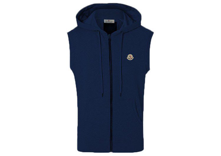 מונקלר-MONCLER VEST HOODIES - NAVY BLUE