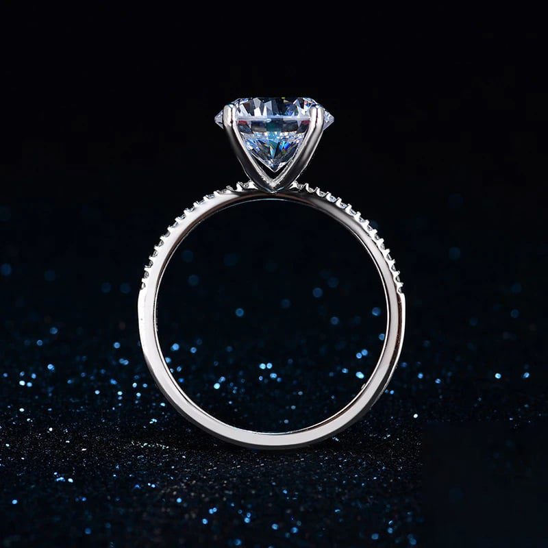 טבעת יוקרה-Silver Ring Hearts Arrows Zircon – תמונה 5