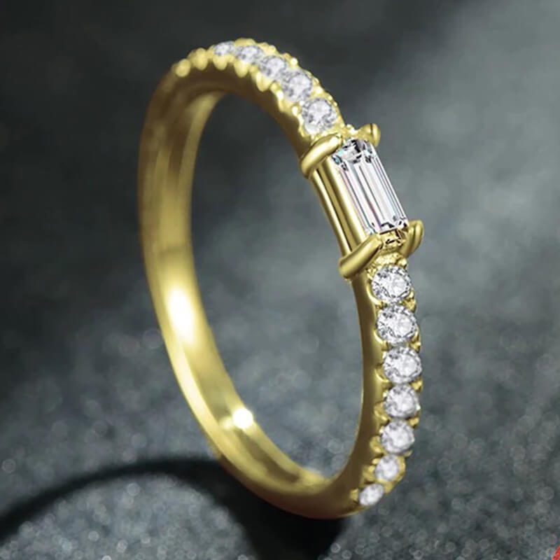 טבעת יוקרה-Gold Color Ring Hearts Arrows Zircon For Women – תמונה 3