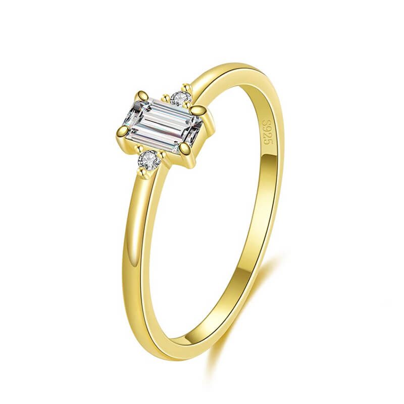 טבעת יוקרה-Gold Color Ring Hearts Arrows Zircon For Women – תמונה 2
