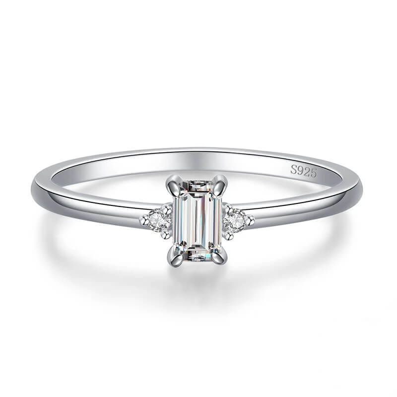 טבעת יוקרה-Silver Ring Hearts Arrows Zircon For Women – תמונה 2