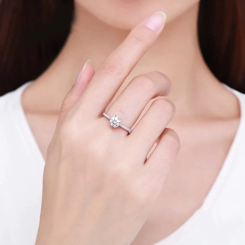 טבעת יוקרה-Silver Ring Classic Luxury Full Cubic Zirconia Finger Rings For Women – תמונה 2