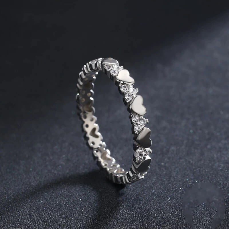 טבעת יוקרה-Silver Ring Fashion Hearts Stackable For Women – תמונה 4