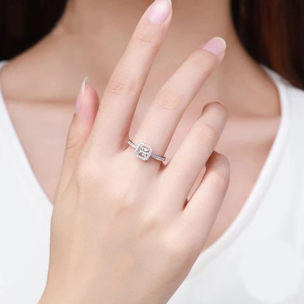 טבעת יוקרה-Silver Ring Geometric Hollow Cubic Zirconia Finger Rings For Women – תמונה 2