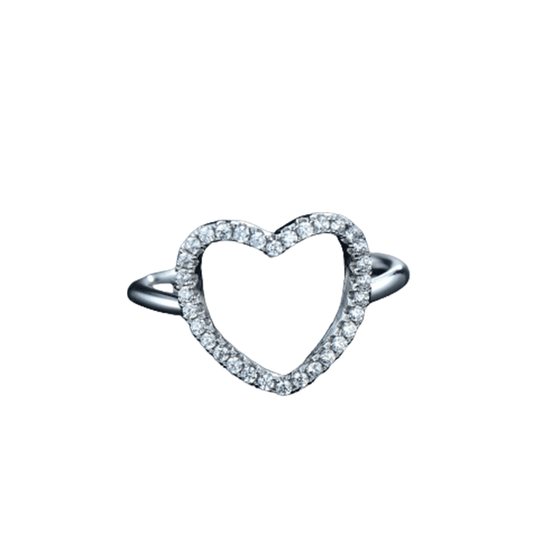 טבעת יוקרה-Silver Ring Heart Shape Classic Love Ring 5A Zircon For Women – תמונה 2