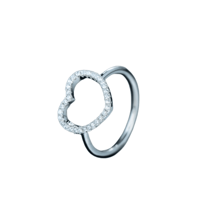 טבעת יוקרה-Silver Ring Heart Shape Classic Love Ring 5A Zircon For Women