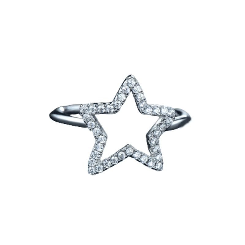 טבעת יוקרה-Silver Ring Stars Cubic Zirconia Ring For Women – תמונה 2