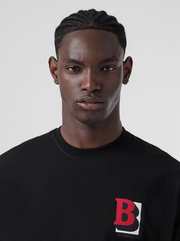 ברברי - BURBERRY TSHIRT - Black & Red Logo – תמונה 5