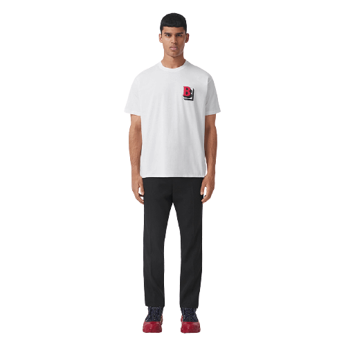 ברברי - BURBERRY TSHIRT - White & Red Logo – תמונה 4