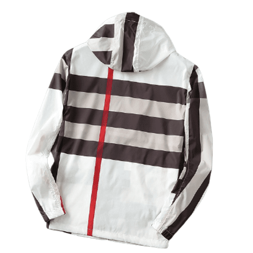 ברברי - BURBERRY JACKET- White Woody Brown & Red – תמונה 2