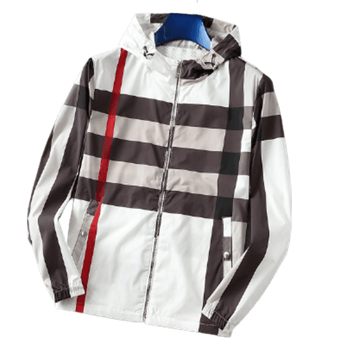 ברברי - BURBERRY JACKET- White Woody Brown & Red