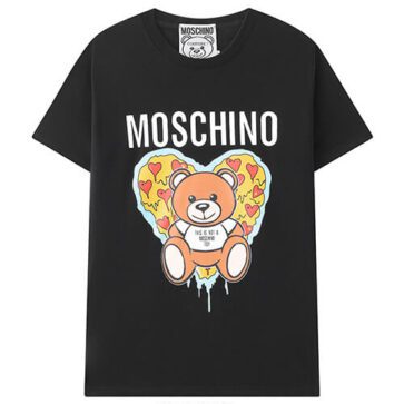 מוסקינו - MOSCHINO TSHIRTS SHORT - Black & White Logo