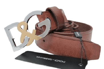 דולצ'ה וגבאנה-D&G Belt - Nutmeg & Selver Gold Logo