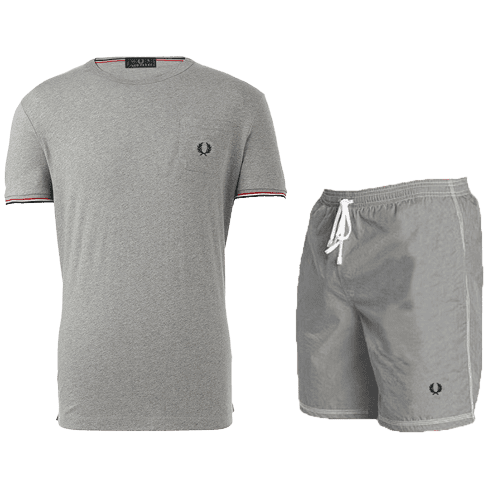 פרד פרי-FRED PERRY SHORT SUIT GRAY