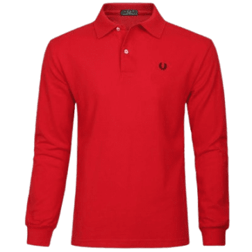 פרד פרי-FRED PERRY POLO LONG MEN - Red