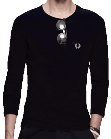 פרד פרי-FRED PERRY TSHIRT LONG MEN - BLACK