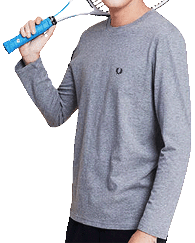 פרד פרי-FRED PERRY TSHIRT LONG MEN - GRAY