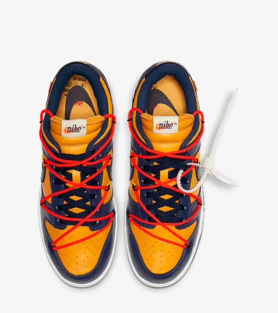 NIKE Off White Dunks Low Yellow Blue