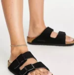 כפכפי בירקנשטוק | Birkenstock Arizona fur Suede Black